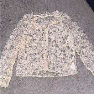 SHEIN Floral Lace Blouse - Cream